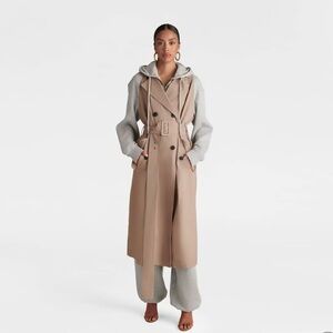 KBB by KAHLANA Women's 'The Sweatshirt Trench Coat' - Khaki/Heather Gray